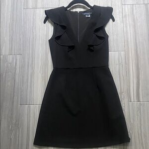 French Connection Black Ruffle Mini Dress